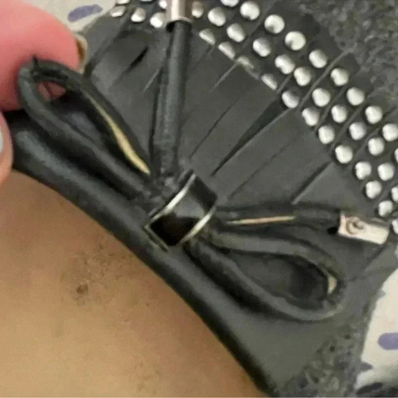 Karl Lagerfeld wool and tassled block heel rounded toe office career pumps gray - Picture 10 of 10